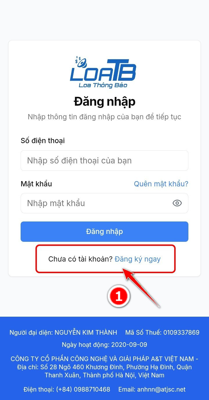 Màn hình đăng ký