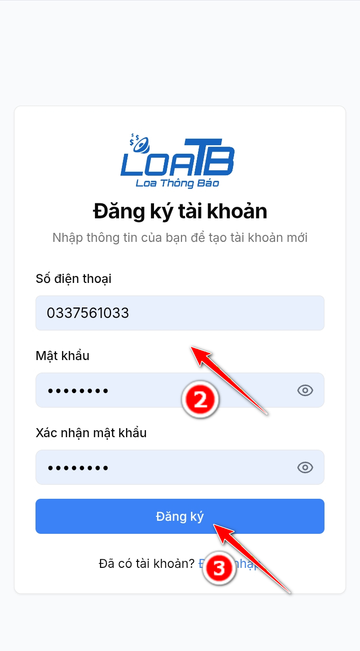 Nhập thông tin đăng ký